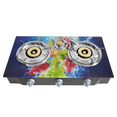 China Household Outdoor Kitchen High Quality Glass Top 3 Burner Gas Cooker Portable Stove For Sale for sale