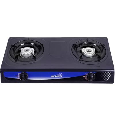 China Household Iron Leaf 2 Burner Gas Cooktop Non Stick Table Gas Stove for sale