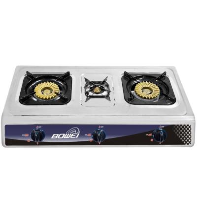 China Household Wholesales Portable Home Appliance 3 Burner Gas Cooker Stainless Steel LPG Kitchen Gas Stove for sale