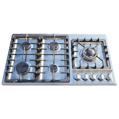 China Hot Sale 0.8mm Household Stainless Steel Element Gas Hob Stove Top Gas With 5 Burner BW-XK504 for sale