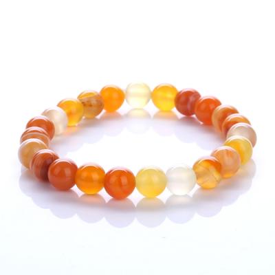 China Natural Orange Striped Beads Bracelet Smoothy Agate Beads Bracelet For DIY Jewelry Necklace for sale