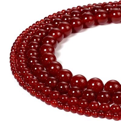 China Natural High Quality 10mm Red Smooth Polish Agate Round Loose Beads For Jewelry Making for sale