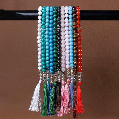 China 2021 Rosary Bead Amazon Rosary Beads Islamic Muslim Prayer Bead 33 Mala Handmade Prayer Jewelry Natural Stone Beads Necklaces With Tassel for sale