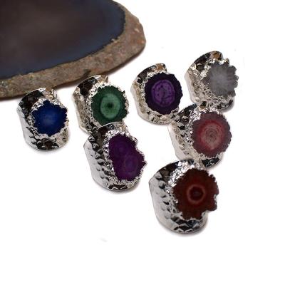 China Natural European Quartz Natural Edge Ring Sunflower Agate Ring Opening Adjustable Ring for sale