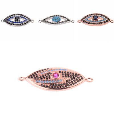 China National Hiphop Turkey Demon Eye Zircon Beads Exotic Evil Eyes Dangling Zircon Pave Charm Jewelry CZ Pave Charm Beads for sale