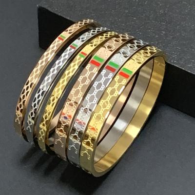 China CLASSIQUE Bangle Female 18K Gold Stainless Steel Bracelets Red And Green Charm Bracelets For Women Lover Jewelry Wholesale for sale