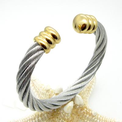 China TRENDY Fashion Retro Europe and America Popular Stainless Steel Wire Rope Bracelet Bangle 316L Adjustable Cable Wire Twisted Bracelet for sale