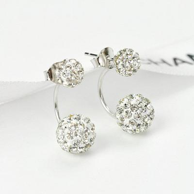 China Cute Earring Fashion Princess Rhinestone Women's Elegant Spherical Zircon Stud Earrings Double Stud Earring for sale