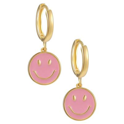 China Hot Selling Cute Cute Smiling Face Earring 18K Real Gold Plated No Fade Smiling Face Charm Stud Earring Jewelry for sale