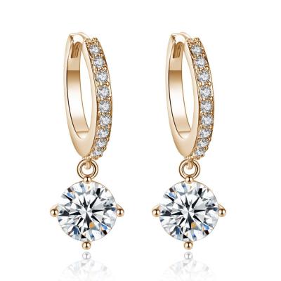 China Trendy Small Circle Earrings Silvery Ear Hugging Diamond Face Round Ball Zircon Dangle Earrings In Copper Alloy Jewelry for sale