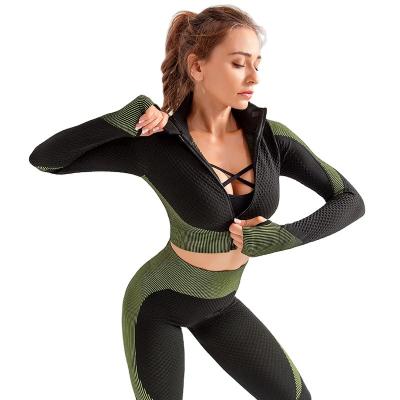 China Breathable Zipper-up Yoga Wear Jacket Outdoor Workout Clothing Comfortable Fitness Clothing Running Clothes Yoga Jacket Performance Wear for sale