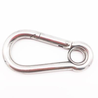 China Retail Industry 316 Stainless Steel Snap Hook With Eyelet Grade Carabiner Hook Mini Marine Clip Carabiner for sale