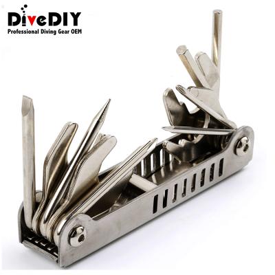 China 12 in1 Tool Scuba Diving Repair Tools 12 in 1 Mutli Stainless Steel Contract Repair Tool Kit for sale