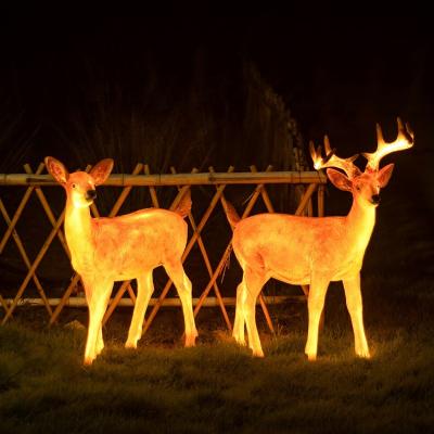 China Outdoor Pattern Light Customization FRP Streetscape Garden Holiday Decoration Led Pattern Animal Luminous Deer Light for sale