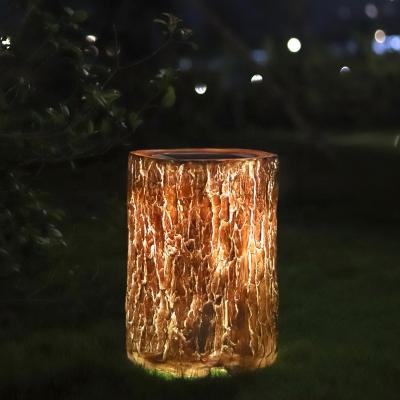 China Wholesale FRP Outdoor Garden Solar Lamp Decoration Holiday Garden Landscape Pattern Tree Stump Artificial Tree Stump Light for sale