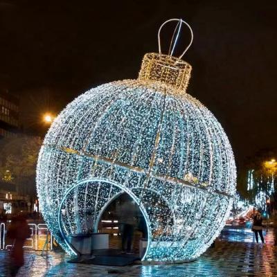 China Metal frame+rope light+led string light Customized Outdoor Holiday Ramadan Large Festival LED String Ball Lamp Street Decoration Christmas Pattern Lights for sale