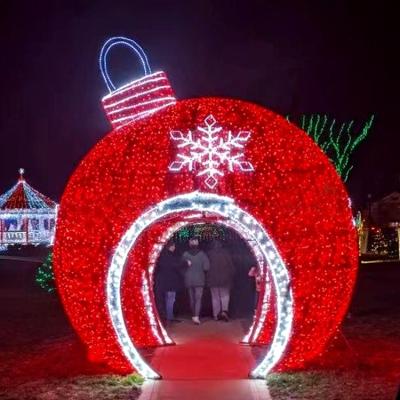 China Metal frame+rope light+led light outdoor IP65 2D 3D giant ball pattern light led holiday ornament for street Christmas party decorations for sale