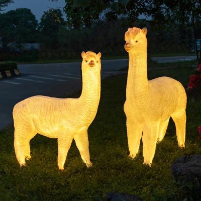 China Luxury High Quality Outdoor Alpaca Fiberglass 3d Holiday Garden Christmas Decorations Street LED Pattern Light for sale