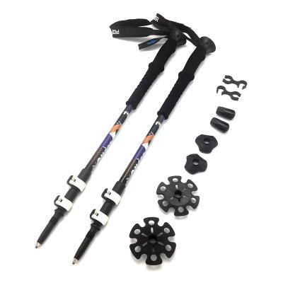 China 2pcs/lot 240g/pcs Poles EVA Alpenstock Aluminum Alloy Shooting Walking Stick Nordic Walking Telescopic Crutch for sale