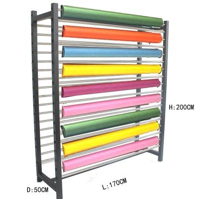 China 34005 Metal Cloth Hanging Double Side Roll Rack Textile Display Stand for sale