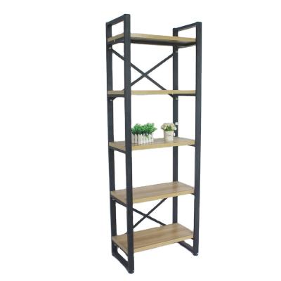 China Free Floor Eco - Friendly 5 Layers Steel Wooden Book Shelves for sale