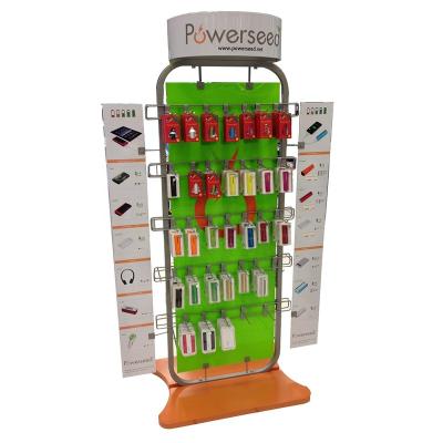 China Advertising Kiosk Phone Charger USB Cable Display Rack With Hooks 28004 for sale