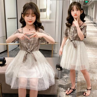 China 2021 Summer New Viable Girls' Dress Korean Style Children's Suspender Plaid Girls Skirt Dress Fashionable Princess Dress for sale