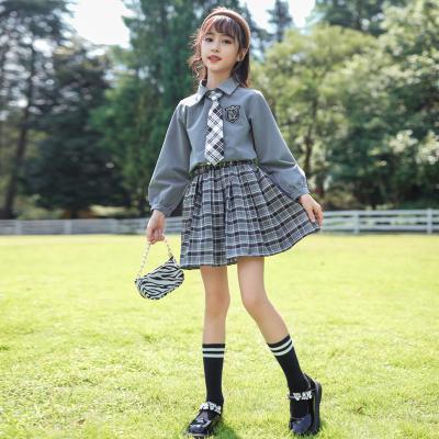 China Casual Girls' JK Skirt Spring College Style Blouse New Children's Suit Uniform Children And Autumn Girl Pleated Skirt Two-piece Set for sale