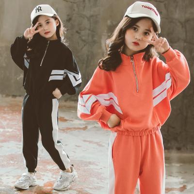 China Casual girls spring and autumn sets new children's sports little girl western style zipper sweater two-piece for sale