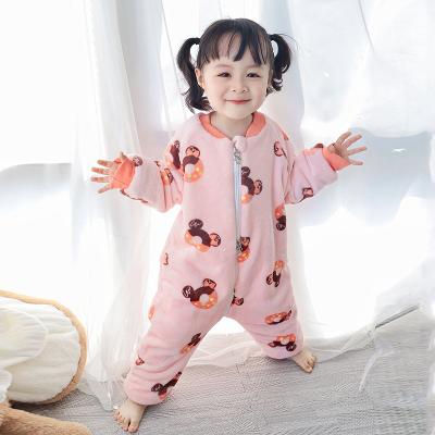 China Causal baby double-layer flannel rompers pajamas thickened autumn and winter children's sleeping bag warm baby rompers 0-1-4 years old for sale