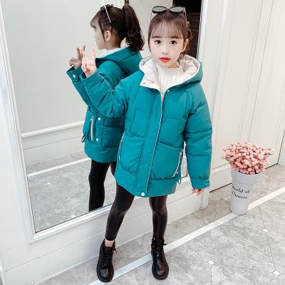 China 2021 New Chemical Fiber Fashion Children's Cotton Wadded Jacket Girls' Winter Clothing Children's And Teens Bun Hooded Coat Cotton-Padded Coat for sale