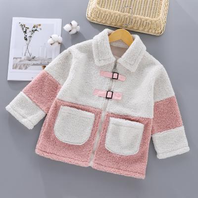 China Viscose/cotton 2021 new winter children's lamb's wool fleece lined thickened coat overcoat windproof warm girl furry sweater for sale