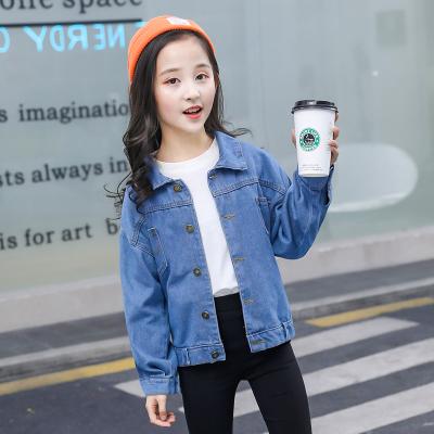 China Fashion Regular Style Kids Solid Color Clothing Denim Coat Turn Down Collar Long Sleeve Basic Button Down Casual Jeans Jackets for sale