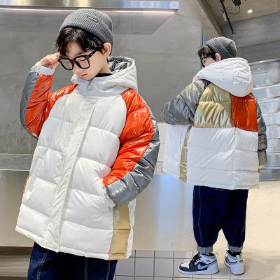 China Boys patchwork cotton-padded jacket winter hooded cotton-padded jacket windproof fashion trendy clothes 2021 new for sale