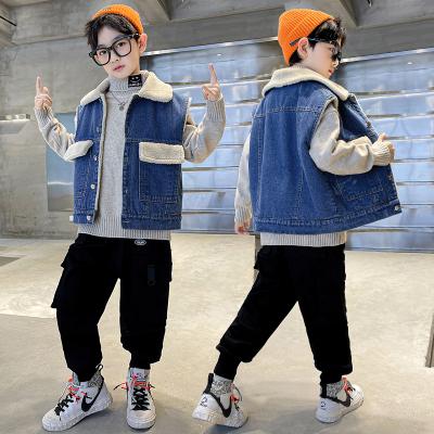 China Spandex/Cotton Boys With Fleece And Jacket Boys Clothes New Big Thick Vest Winter Cowboy Children'S Warm Winter Clothes for sale