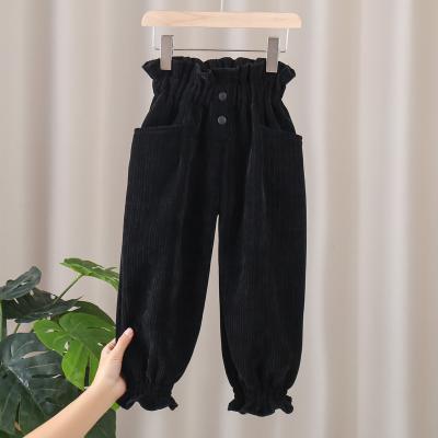 China New style winter foreign children's chenille bud cotton girls soft polyester/corduroy pants pants winter clothes for sale