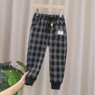 China 2021 Big Winter Children's Polyester/Cotton Girls Plaid Pants Thicken Girls Warm All-match Casual Pants for sale