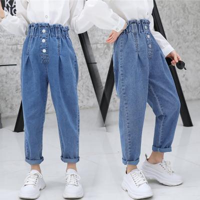 China Girls High Quality Casual Fashion Girls Denim Pants Cotton High Rise Children Long Kids Jeans Pants for sale