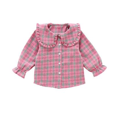 China 2021 Polyester/Cotton Girls Plaid Doll Collar Shirt Baby Long Sleeve And Autumn Style New Fashionable Korean Children's Shirt for sale