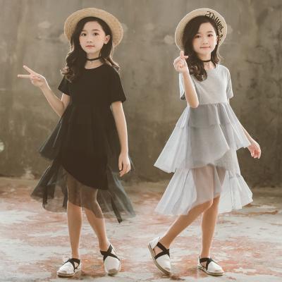 China Viable New Girls' Dress Summer 2021 Korean Style Middle And Big Children's Spun Yarn Knitted Princess Fashionable Dress for sale