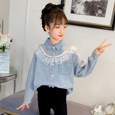 China Spring and Autumn New Style Casual Lace Shirt Girls' Casual Shirt Western Girls' Long Sleeve Shirt for sale