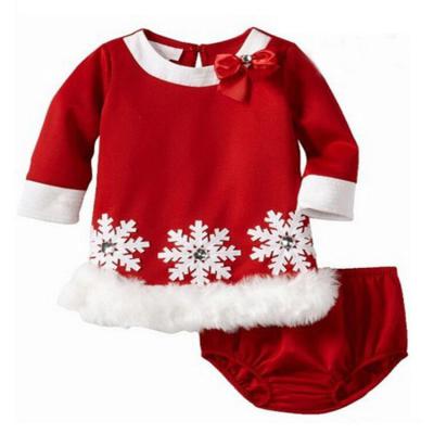 China Christmas Casual Red Snowman New Year Girl Baby Long Sleeve + Small 2 Piece Underwear Set for sale