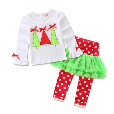 China European and American new year girls cartoon polyester/cotton foreign trade children's clothing Christmas two sets of manufacturers wholesale for sale