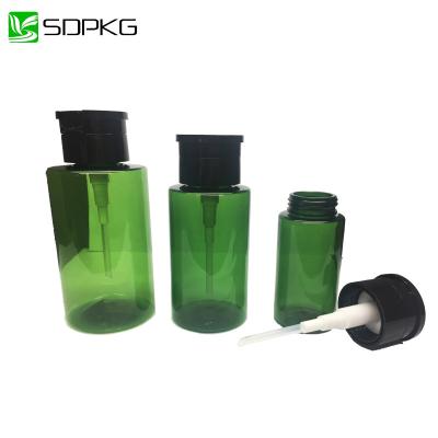 China Non Spill PET Plastic Bottle Any Color Makeup Remover Bottle Nail Polish Bottle With Pump for sale