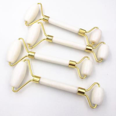 China Natural Face Guasha Jade Roller Face Thin White Color Jade Roller Body Gua sha Tip Massager Tool for sale