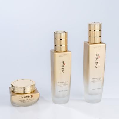 China Gold cosmetic glass jar gradient glass cream cosmetics cream jars and bottle jars for body cream for sale