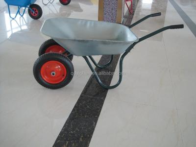 China Metal Wheelbarrow Garden Construction Metal Wheelbarrow WB6204S Twin Wheel Two Wheel for sale