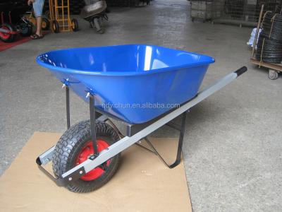 China Metal Electric Motor Wheel Barrow Rubber Handle Blue Wheel Barrow for sale