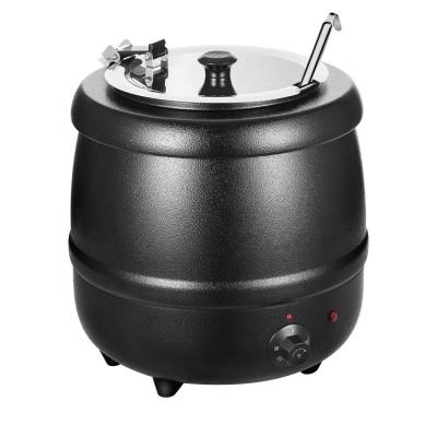 China Black Round Electric Supply Portable Stainless Steel Equipment Stainless Steel Soup Bucket Buffet Food Warmer Soup Kettle for sale