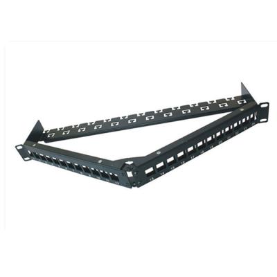 China Structure Cabling System Patch Panel 19inch 1U Left Blank 24 Patch Panel Angled For FTP/UTP Keystone Jack for sale